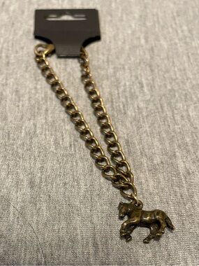Horse Charm Chain Bracelet - Brass Tone